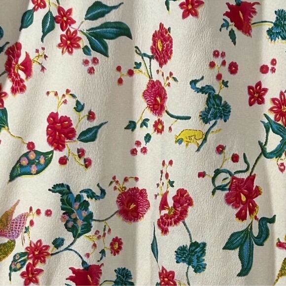 Spruce & Sage Plus Size 20 Cream Navy Floral Midi Dress V-Neck Tie Waist - Picture 13 of 15